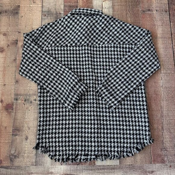 Nasty Gal Gingham What they want oversized shirt jacket black and white medium - Picture 4 of 7